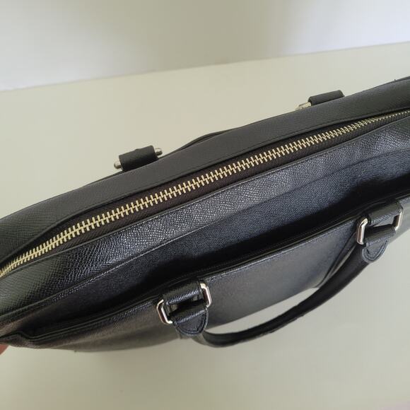 COACH Crossgrain Leather Briefcase Laptop Bag Black Unisex Large Zip 15x11x3 - Picture 15 of 15